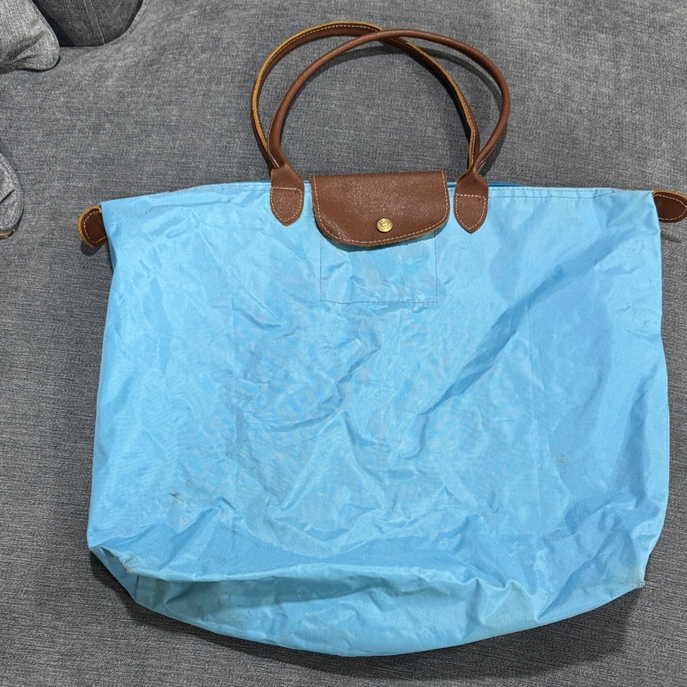 Longchamp Blue Tote Bag with leather trim  pre owned